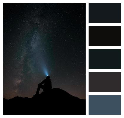 Mountaintop Night Sky Man Image